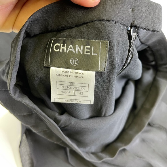 CHANEL 100% Silk All Black Top Skirt Summer Sz 42 - Picture 3 of 15